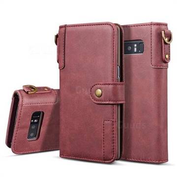 Retro Luxury Cowhide Leather Wallet Case for Samsung Galaxy S10 (6.1 inch) - Wine Red