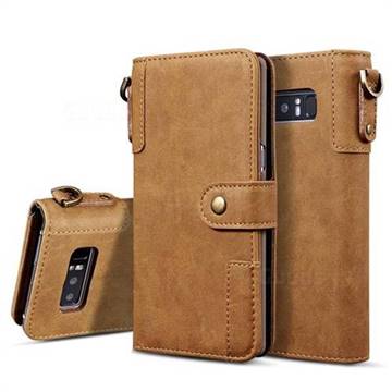 Retro Luxury Cowhide Leather Wallet Case for Samsung Galaxy S10 (6.1 inch) - Brown