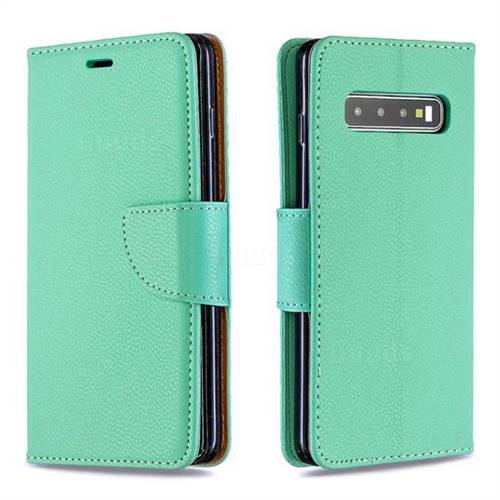 Classic Luxury Litchi Leather Phone Wallet Case for Samsung Galaxy S10 (6.1 inch) - Green