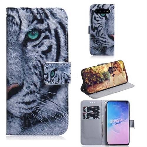 White Tiger PU Leather Wallet Case for Samsung Galaxy S10 (6.1 inch)