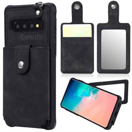 Retro Luxury Anti-fall Mirror Leather Phone Back Cover for Samsung Galaxy S10 (6.1 inch) - Black