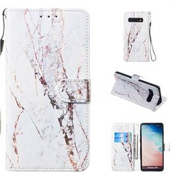 White Marble Smooth Leather Phone Wallet Case for Samsung Galaxy S10 (6.1 inch)