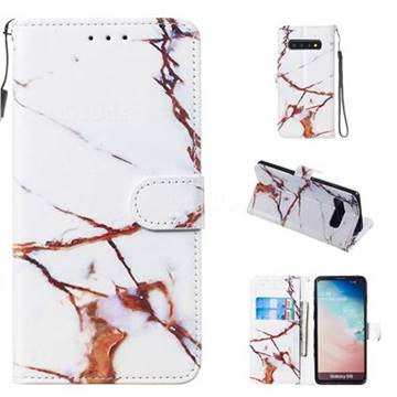 Platinum Marble Smooth Leather Phone Wallet Case for Samsung Galaxy S10 (6.1 inch)