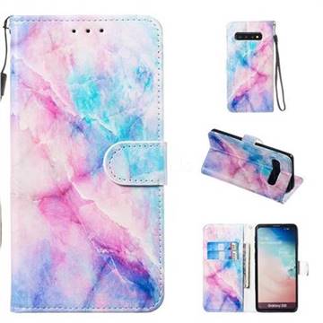 Blue Pink Marble Smooth Leather Phone Wallet Case for Samsung Galaxy S10 (6.1 inch)