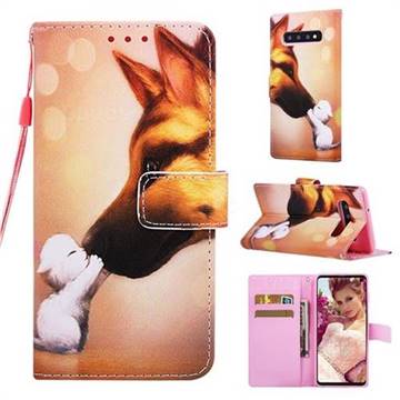 Hound Kiss Matte Leather Wallet Phone Case for Samsung Galaxy S10 (6.1 inch)