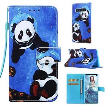 Undersea Panda Matte Leather Wallet Phone Case for Samsung Galaxy S10 (6.1 inch)