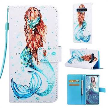 Mermaid Matte Leather Wallet Phone Case for Samsung Galaxy S10 (6.1 inch)