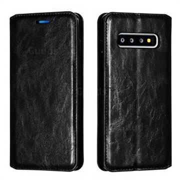 Retro Slim Magnetic Crazy Horse PU Leather Wallet Case for Samsung Galaxy S10 (6.1 inch) - Black