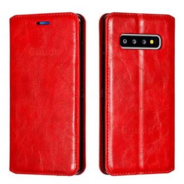 Retro Slim Magnetic Crazy Horse PU Leather Wallet Case for Samsung Galaxy S10 (6.1 inch) - Red