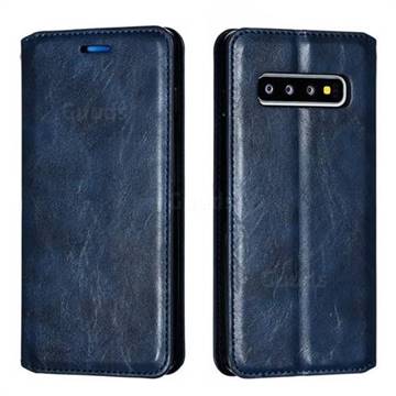 Retro Slim Magnetic Crazy Horse PU Leather Wallet Case for Samsung Galaxy S10 (6.1 inch) - Blue