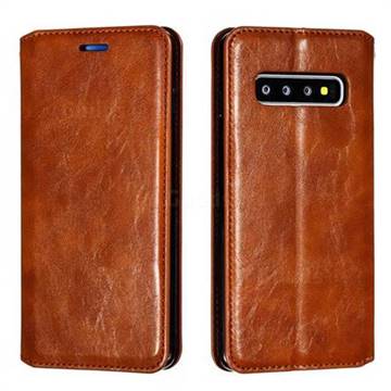 Retro Slim Magnetic Crazy Horse PU Leather Wallet Case for Samsung Galaxy S10 (6.1 inch) - Brown