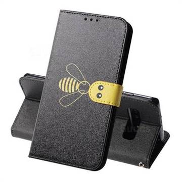 Silk Texture Bee Pattern Leather Phone Case for Samsung Galaxy S10 (6.1 inch) - Black