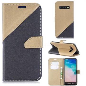 Dual Color Gold-Sand Leather Wallet Case for Samsung Galaxy S10 (6.1 inch) (Black / Champagne )