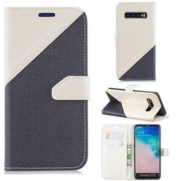 Dual Color Gold-Sand Leather Wallet Case for Samsung Galaxy S10 (6.1 inch) (Black / White )