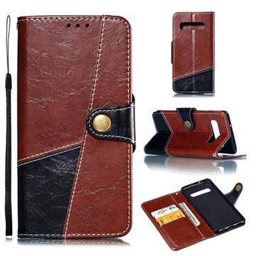 Retro Magnetic Stitching Wallet Flip Cover for Samsung Galaxy S10 (6.1 inch) - Dark Red
