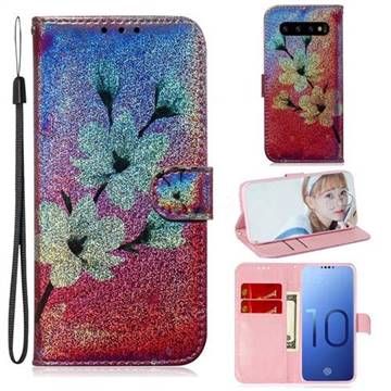 Magnolia Laser Shining Leather Wallet Phone Case for Samsung Galaxy S10 (6.1 inch)