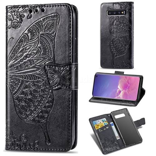 Embossing Mandala Flower Butterfly Leather Wallet Case for Samsung Galaxy S10 (6.1 inch) - Black