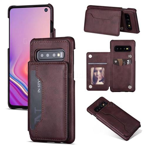 Luxury Magnetic Double Buckle Leather Phone Case for Samsung Galaxy S10 (6.1 inch) - Purple