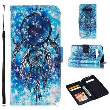 Blue Wind Chime 3D Painted Leather Phone Wallet Case for Samsung Galaxy S10 (6.1 inch)