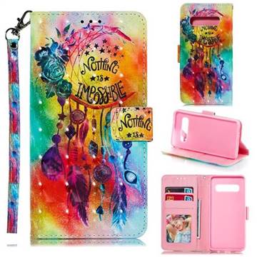 Flower Wind Chimes 3D Painted Leather Phone Wallet Case for Samsung Galaxy S10 (6.1 inch)