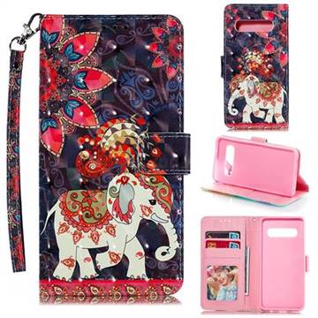 Phoenix Elephant 3D Painted Leather Phone Wallet Case for Samsung Galaxy S10 (6.1 inch)