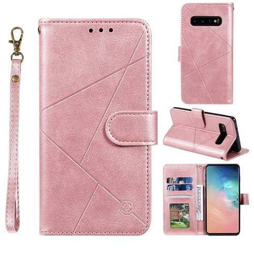 Embossing Geometric Leather Wallet Case for Samsung Galaxy S10 (6.1 inch) - Rose Gold