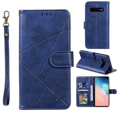 Embossing Geometric Leather Wallet Case for Samsung Galaxy S10 (6.1 inch) - Blue
