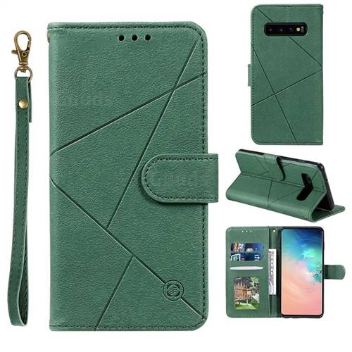 Embossing Geometric Leather Wallet Case for Samsung Galaxy S10 (6.1 inch) - Green