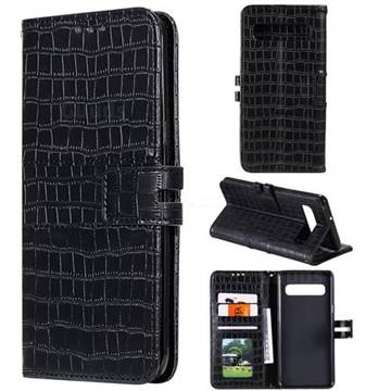 Luxury Crocodile Magnetic Leather Wallet Phone Case for Samsung Galaxy S10 (6.1 inch) - Black