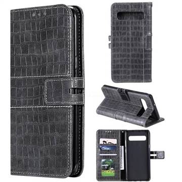 Luxury Crocodile Magnetic Leather Wallet Phone Case for Samsung Galaxy S10 (6.1 inch) - Gray