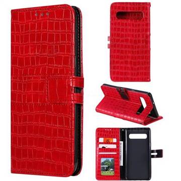 Luxury Crocodile Magnetic Leather Wallet Phone Case for Samsung Galaxy S10 (6.1 inch) - Red