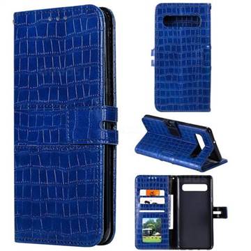 Luxury Crocodile Magnetic Leather Wallet Phone Case for Samsung Galaxy S10 (6.1 inch) - Blue