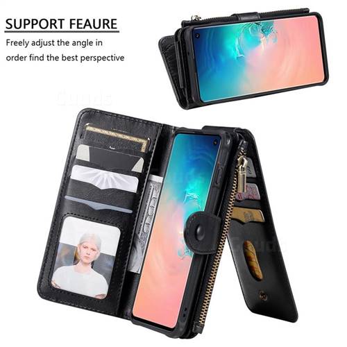 Retro Multifunction Zipper Magnetic Separable Leather Phone Case Cover ...
