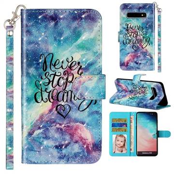 Blue Starry Sky 3D Leather Phone Holster Wallet Case for Samsung Galaxy S10 (6.1 inch)