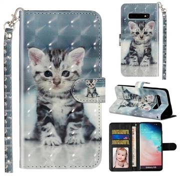 Kitten Cat 3D Leather Phone Holster Wallet Case for Samsung Galaxy S10 (6.1 inch)
