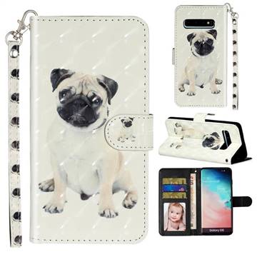 Pug Dog 3D Leather Phone Holster Wallet Case for Samsung Galaxy S10 (6.1 inch)