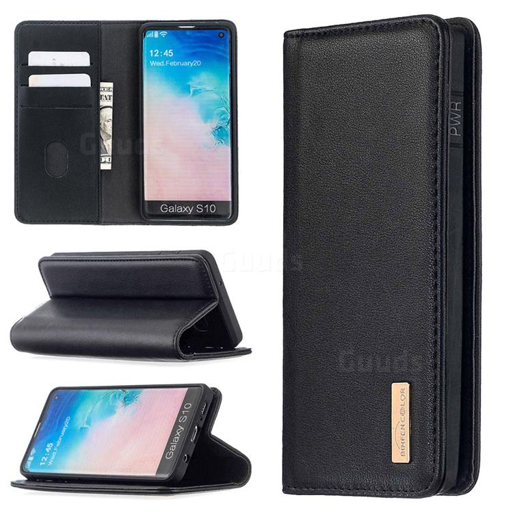 Binfen Color BF06 Luxury Classic Genuine Leather Detachable Magnet Holster Cover for Samsung Galaxy S10 (6.1 inch) - Black
