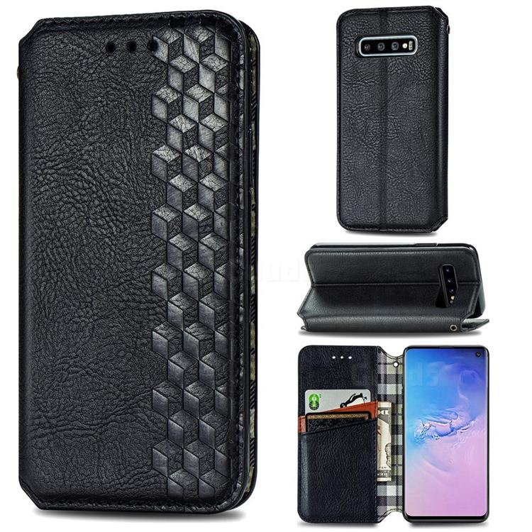 Ultra Slim Fashion Business Card Magnetic Automatic Suction Leather Flip Cover for Samsung Galaxy S10 (6.1 inch) - Black