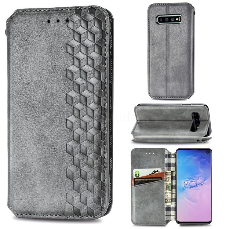Ultra Slim Fashion Business Card Magnetic Automatic Suction Leather Flip Cover for Samsung Galaxy S10 (6.1 inch) - Grey