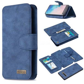 Binfen Color BF07 Frosted Zipper Bag Multifunction Leather Phone Wallet for Samsung Galaxy S10 (6.1 inch) - Blue
