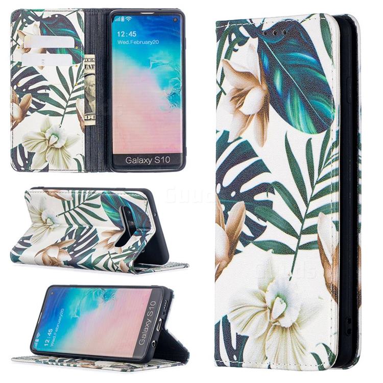 Flower Leaf Slim Magnetic Attraction Wallet Flip Cover for Samsung Galaxy S10 (6.1 inch)