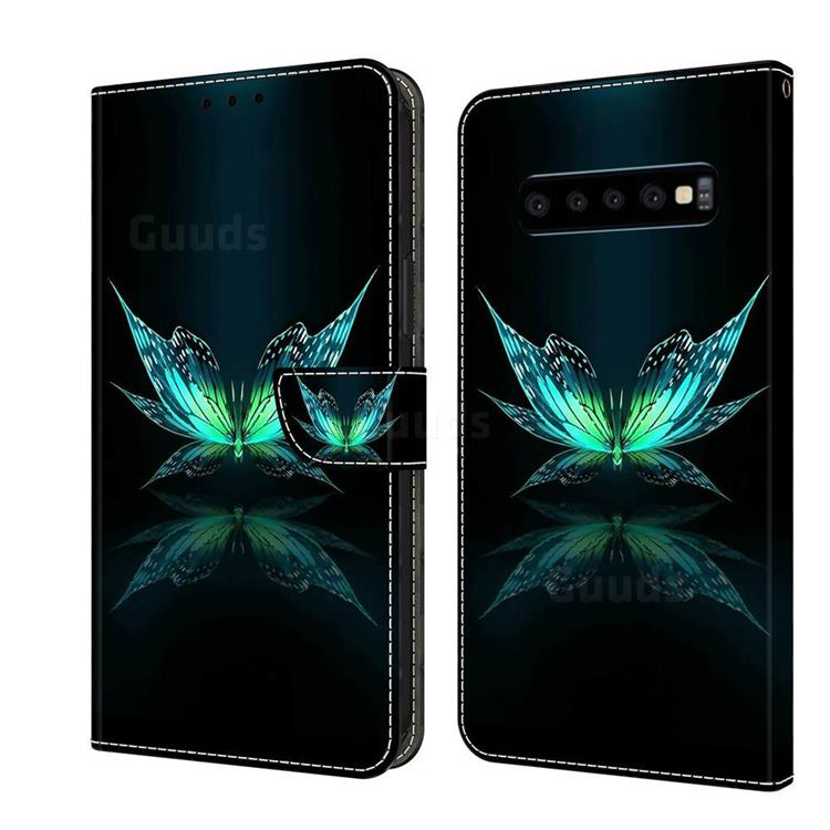 Reflection Butterfly Crystal PU Leather Protective Wallet Case Cover for Samsung Galaxy S10 (6.1 inch)
