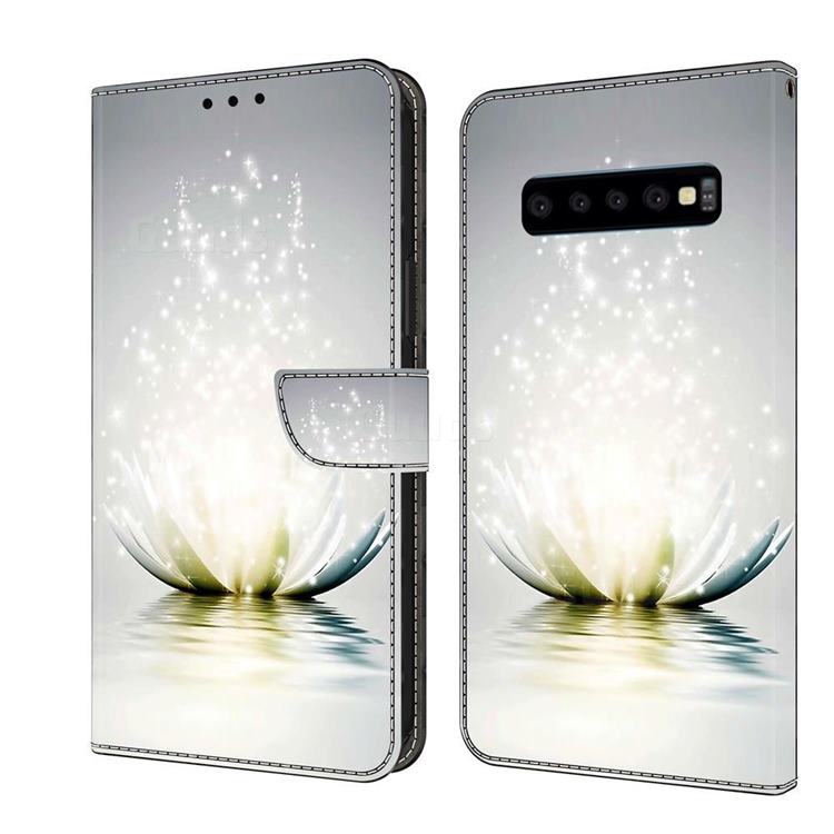 Flare lotus Crystal PU Leather Protective Wallet Case Cover for Samsung Galaxy S10 (6.1 inch)