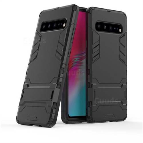 Armor Premium Tactical Grip Kickstand Shockproof Dual Layer Rugged Hard Cover for Samsung Galaxy S10 5G (6.7 inch) - Black