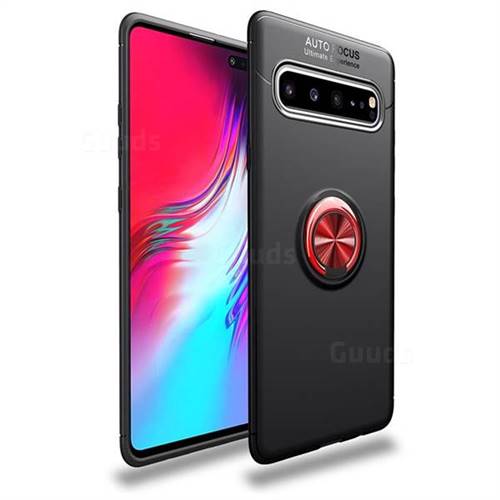 Auto Focus Invisible Ring Holder Soft Phone Case for Samsung Galaxy S10 5G (6.7 inch) - Black Red