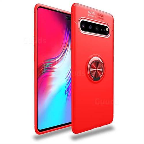Auto Focus Invisible Ring Holder Soft Phone Case for Samsung Galaxy S10 5G (6.7 inch) - Red