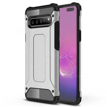 King Kong Armor Premium Shockproof Dual Layer Rugged Hard Cover for Samsung Galaxy S10 5G (6.7 inch) - White