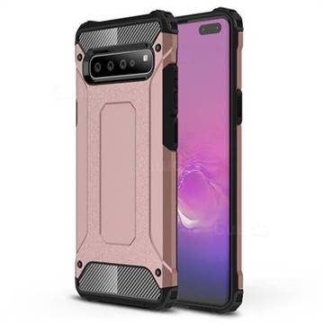 King Kong Armor Premium Shockproof Dual Layer Rugged Hard Cover for Samsung Galaxy S10 5G (6.7 inch) - Rose Gold