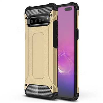 King Kong Armor Premium Shockproof Dual Layer Rugged Hard Cover for Samsung Galaxy S10 5G (6.7 inch) - Champagne Gold