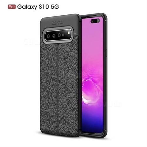 Luxury Auto Focus Litchi Texture Silicone TPU Back Cover for Samsung Galaxy S10 5G (6.7 inch) - Black